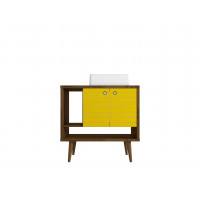 Manhattan Comfort 240BMC94 Liberty 31.49 Bathroom Vanity with Sink and 2 Shelves in Rustic Brown and Yellow